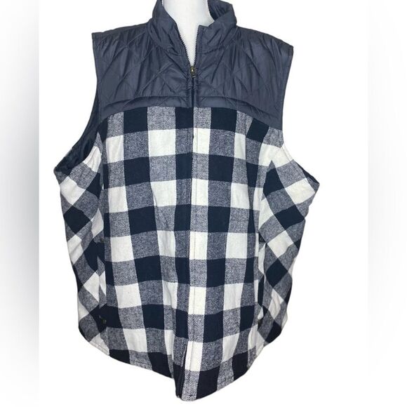 Maurices Wm’s Sz 4 Black Buffalo Plaid Soft Quilted Flannel Puffer Zip Up Vest - Picture 1 of 5